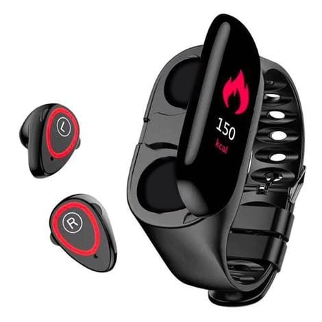 Smart Watch with Built-in TWS Wireless Bluetooth Earphone Blood Heart Rate Monitor